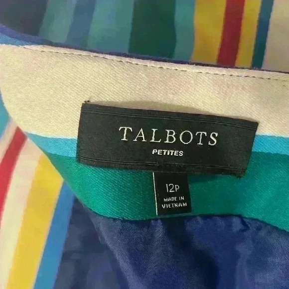 TALBOTS MULTICOLORED STRIPED LINED SKIRT 100% cotton Size 12 PREPPY SPECIAL - Picture 6 of 8